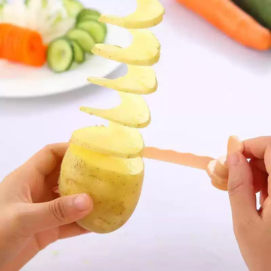 Spiral potato tower cutter