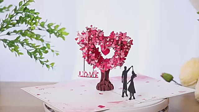 3D Heart-shaped Tree Valentine's Day Card